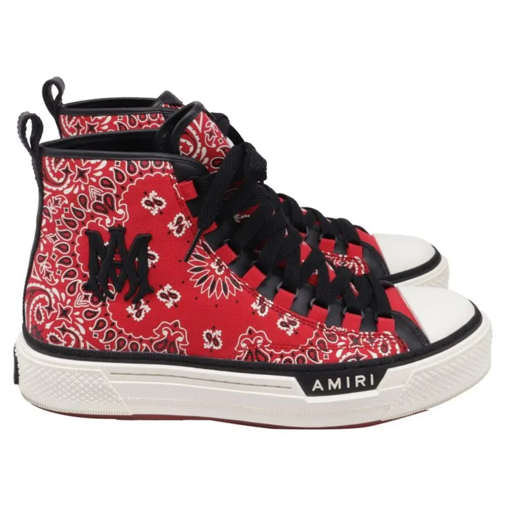 Amiri Bandana MA Court Hi-Top Sneakers in Red Canvas